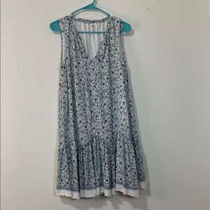 Floral Sleeveless Dress - Blue and White Sophie Max